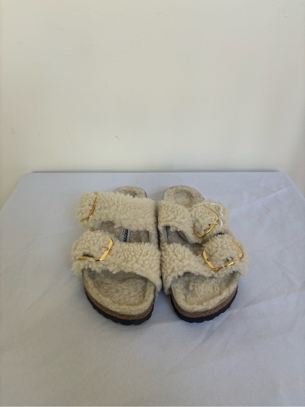 Birkenstock Arizona Big Buckle Shearling Sandals Sz 7 Eu 38 Narrow teddy New